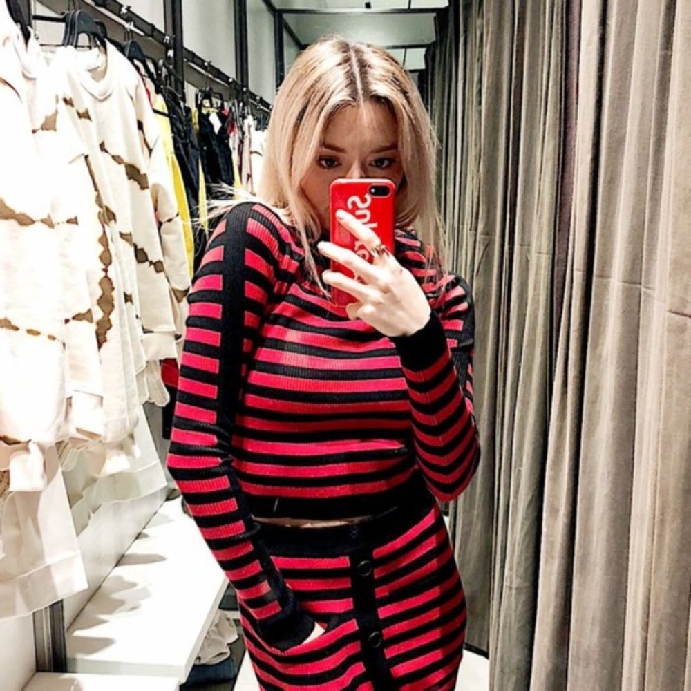 NWT Zara Size M Striped Striped Sweater And Skirt - Picture 2 of 5